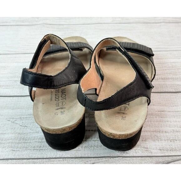 NAOT Women’s Vivian Wedge Sandal Jet Black Adjustable Buckle Size EU 38 - Picture 3 of 7